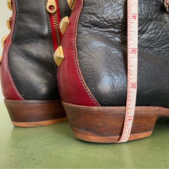 Modern Vice Classic JETT Two-Tone Kiltie Boots in Black & Red Leather *USA* - Picture 6 of 11